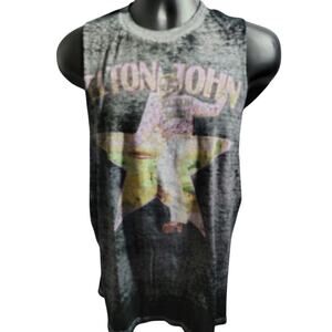 Elton John Farwell Tour Sleeveless T Shirt Charcoal Mens Size Medium